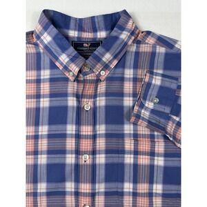 Vineyard Vines Shirt Men's Large Slim Fit Murray Button Down Pink‎ & Blue Plaid
